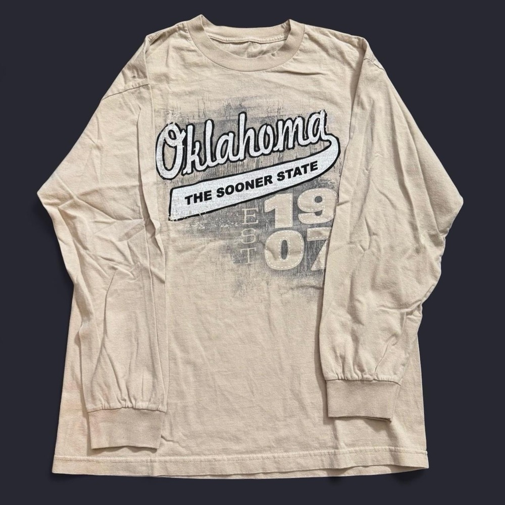 Vintage Oklahoma The Sooner State Long Sleeve Tee Size Large Y2K 2000s Skate